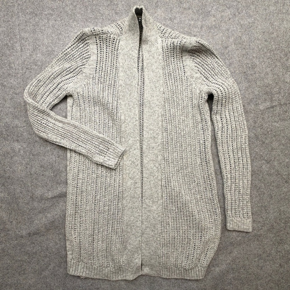 Gap Women's Cardigan Heather Gray Small Knit Vintage 90s Open Front Shawl Collar